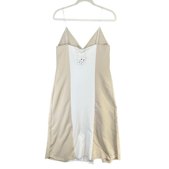 Zara Midi Slip Dress Women M Beige Cream Pleated Snakeskin Slit Blogger Favorite - Picture 5 of 14